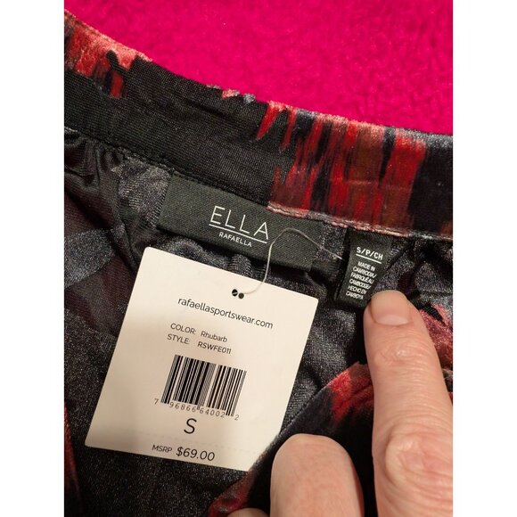 Ella Rafaella Rhubarb Red Black Velvet Blouse Size S Long Sleeve NWT - Picture 5 of 8